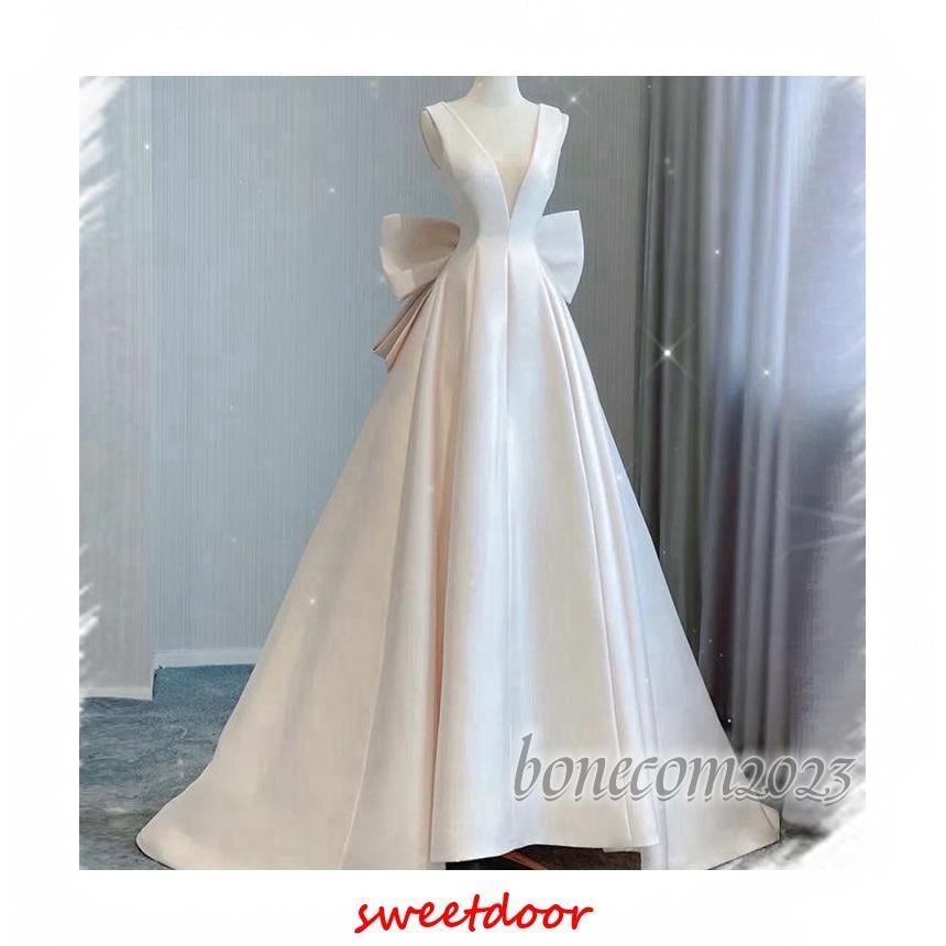 春ウェディングドレス ウエディングドレス白 パーティー ノースリーブ 花嫁ロングドレス トレーンライン 二次会 フォームドレス お呼ばれ 挙式 7,906円