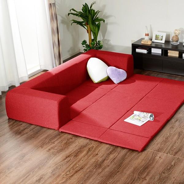 ソファー 三人掛け マットつき 折りたたみ カバーリング 洗える ローソファ