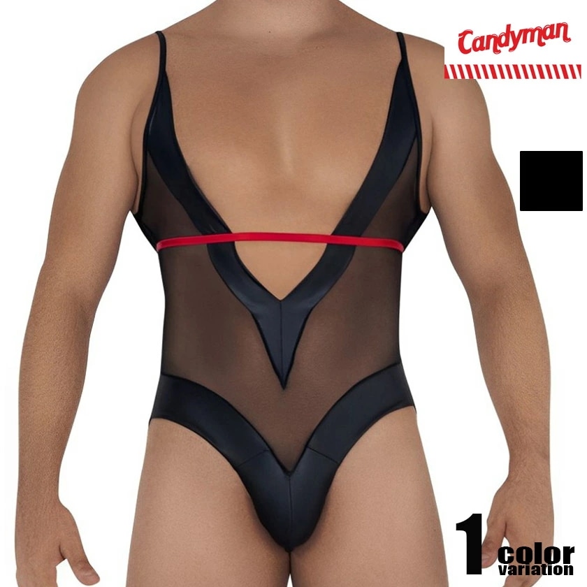 CandyMan/キャンディーマン Mesh Bodysuit ガーターベルト付き 微細メッシュボディスーツシースルー 透け 微細メッシュ 男性下着　メンズ　セクシー