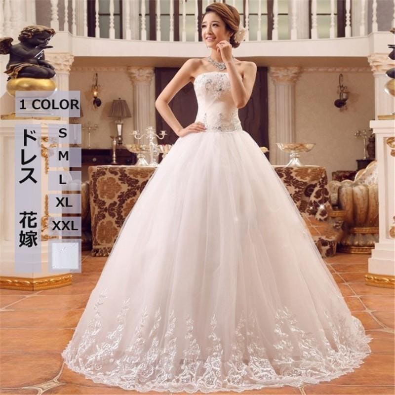 【急速出荷】ウェディングドレス ワンピース ブライズメイドドレス 花嫁ドレス 大きいサイズ 体型カバー ホワイトドレス 花嫁 結婚式 披露宴 フォーマル キレイ A6