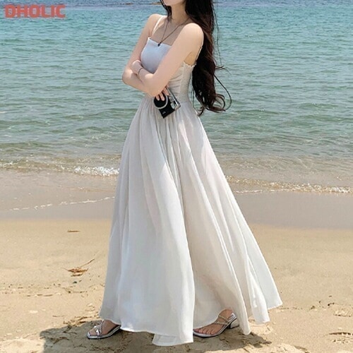 [メガ割りSALE]プリーツロング夏ワンピースキャミワンピース