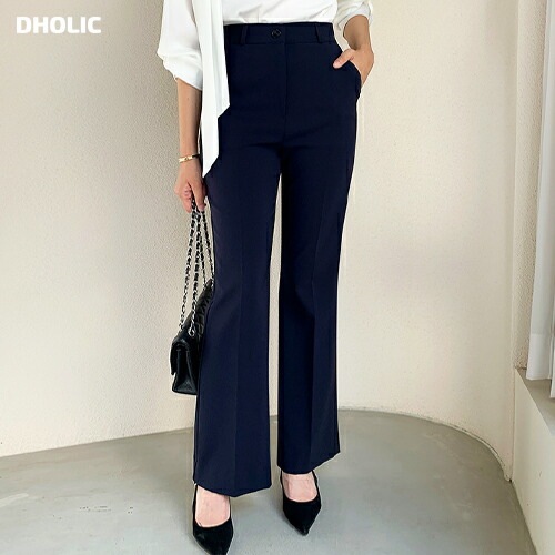 [メガ割りSALE]ワンボタンストレッチフレアスラックス