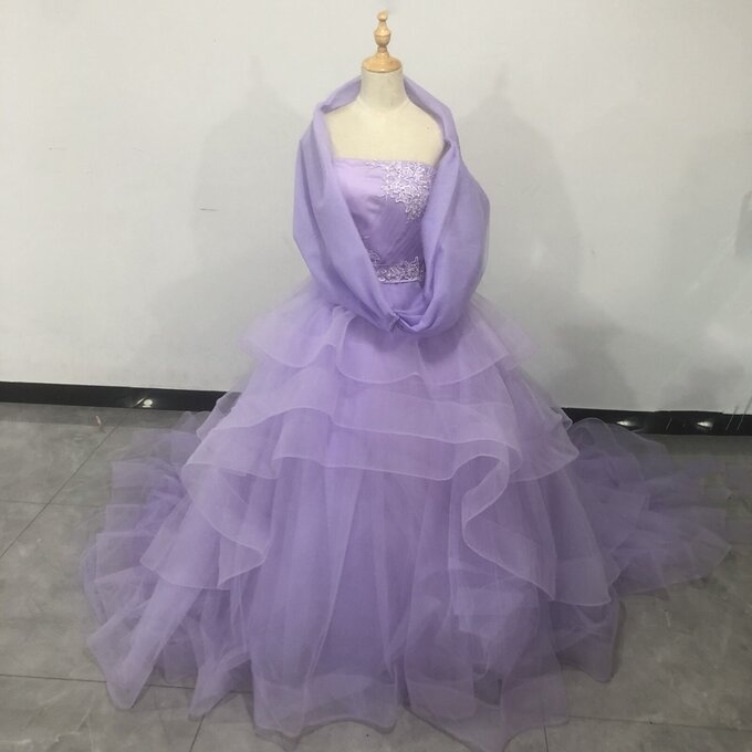 大好きな カラードレス 華やかなトレーン + ポンチョ 2次会/挙式/前撮り