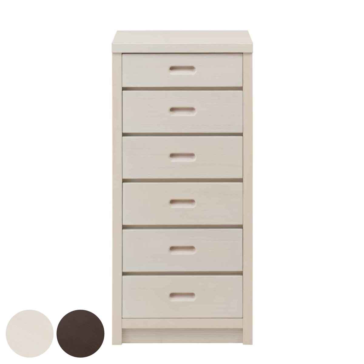 チェスト 6段 和モダン調 日本製 幅40cm スリムラック 収納チェスト 収納 引き出し キャビネット 天然木 完成品 桐 木製 家具 すきま収納 ホワイト ブラウン おしゃれ