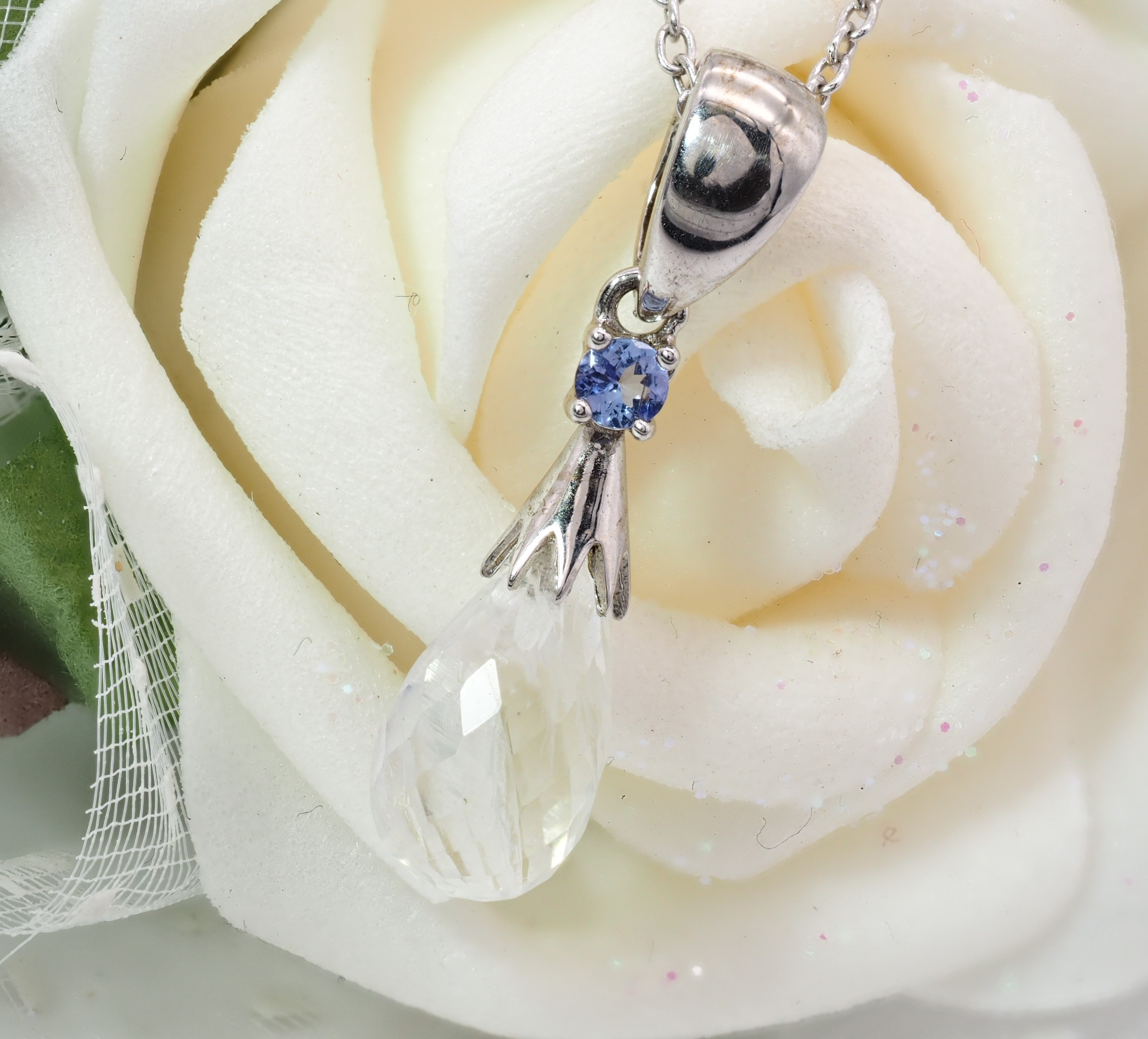 限定1点 天然 ブルームーンストーン タンザナイト ネックレス ナス 宝石 ジュエリー 上品 華奢 ジュエリー ペンダント 誕生日 バレンタイン 宝石 貴金属 ジュエリー 冠婚葬祭