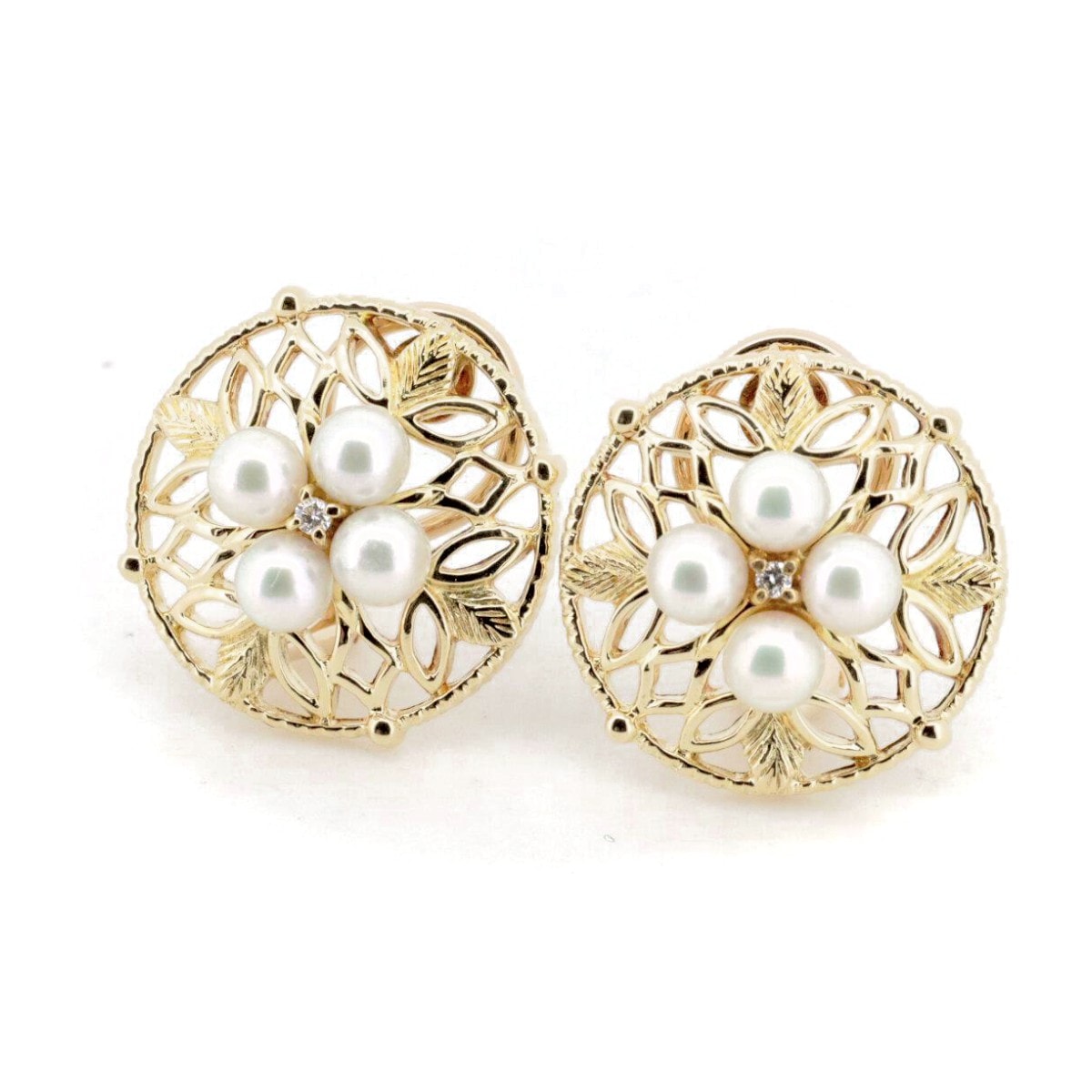 パール ダイヤモンド イヤリング K18YG(18金 イエローゴールド) 質屋出品