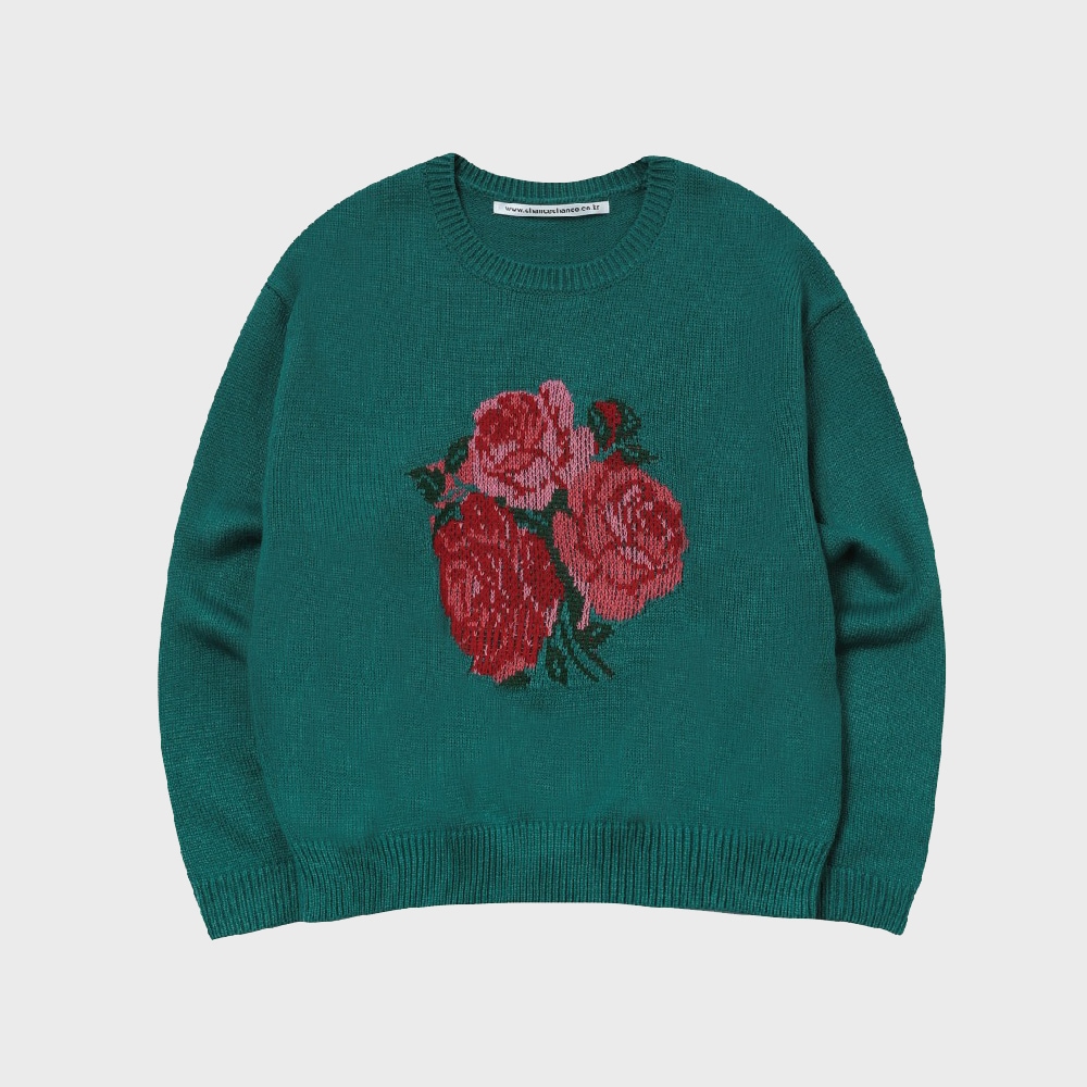 FLOWER KNIT SWEATER(GREEN)