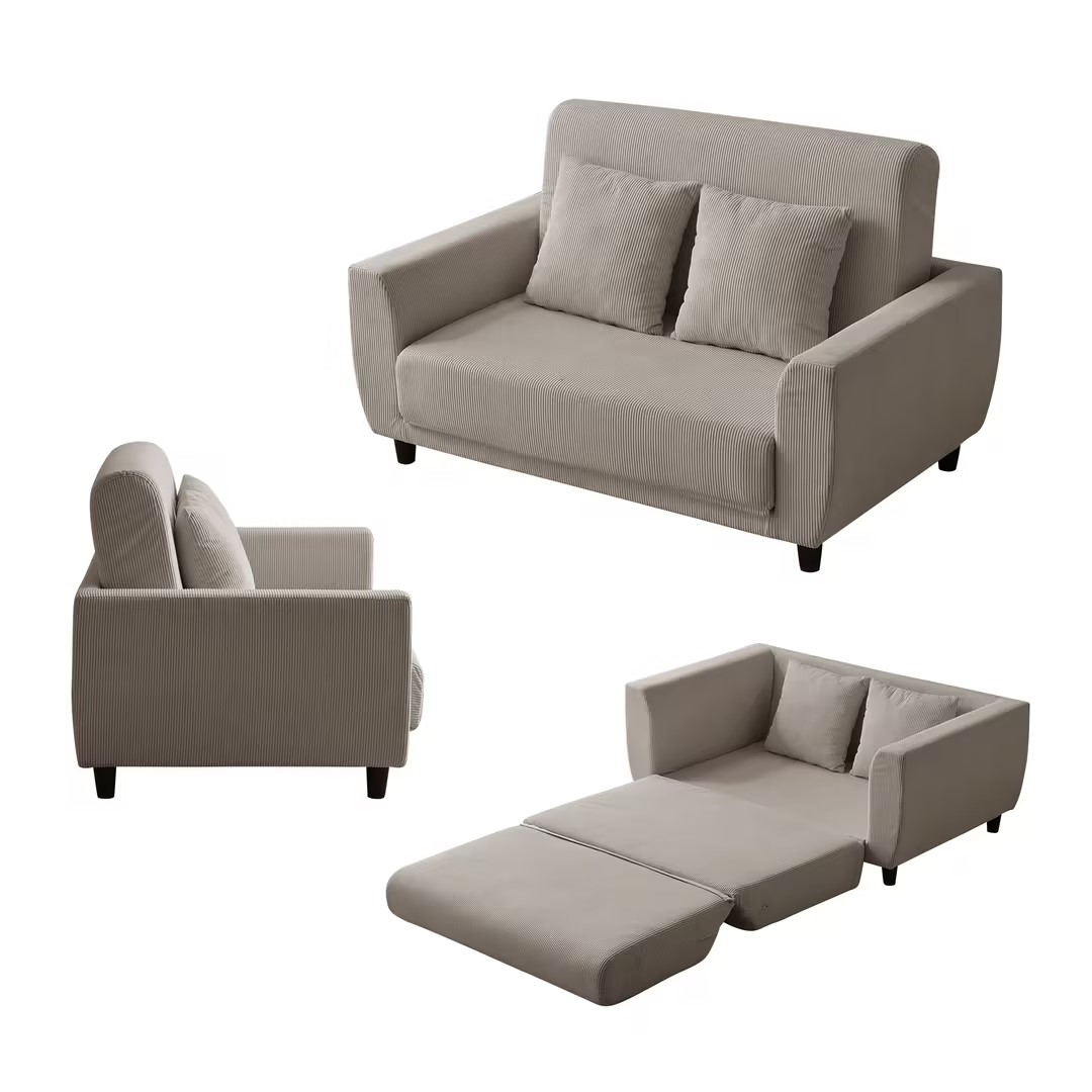 【国内発送】445ソファーベッド 2人掛け ソファベッド 3way 折りたたみ コンパクト 抱き枕付き 圧力分散 線模様 取付可能な脚