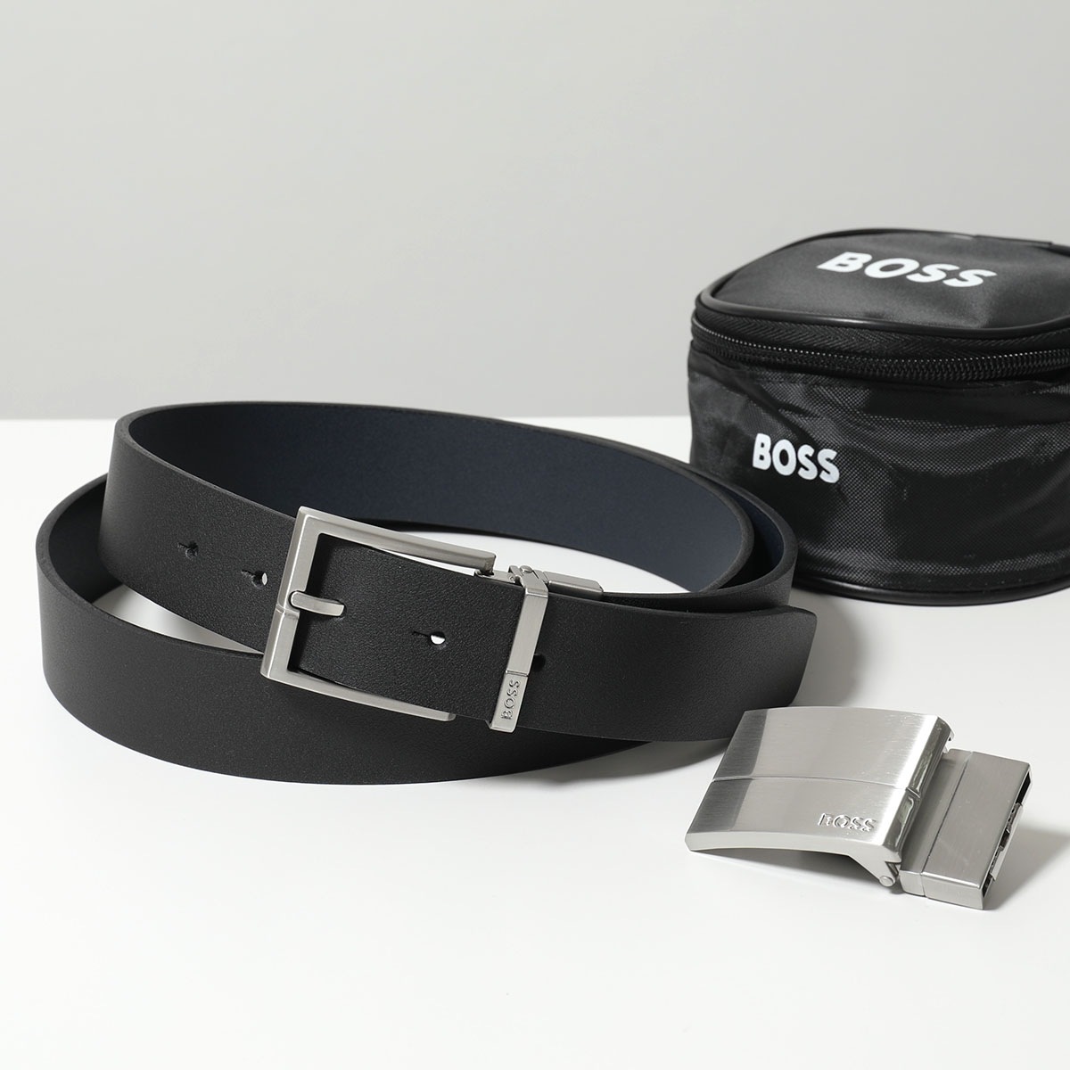 HUGO BOSS ヒューゴボス ベルト 50537100 メンズ 2way スクエアメタルバックル2SET ピン アンカー レザー ロゴ ナイロンケース付き 004 13,183円