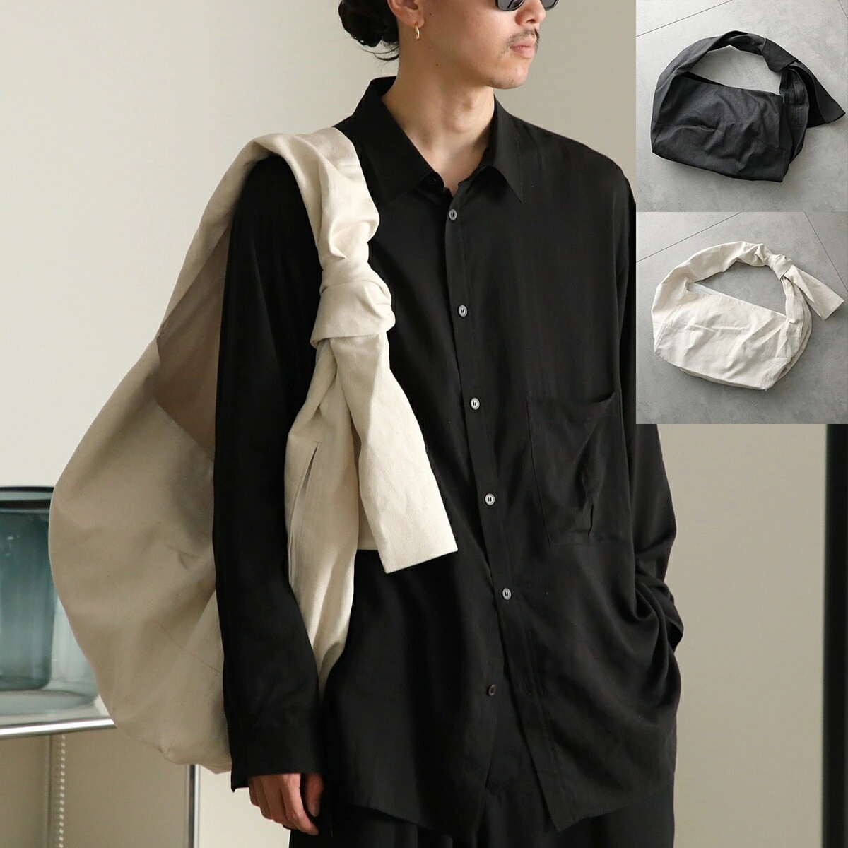 OMAR AFRIDI オマールアフリディ ショルダーバッグ OA-SS25-BAG-102 メンズ トートバッグ コットン ノット クロスボディ 鞄 カラー2色 【mega】