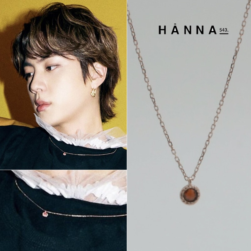 bts jin 着用 Necklace N177ローズゴールド ネックレス ガーネットネックレス