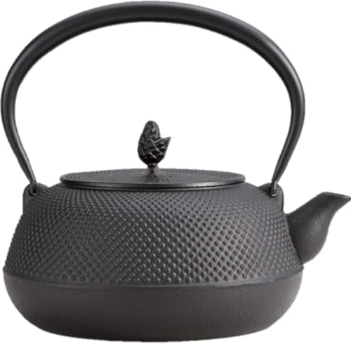 岩鋳 Iwachu 鉄瓶 18型平丸アラレ IH対応 黒焼付（釜焼） 1.7L 南部鉄器 11721