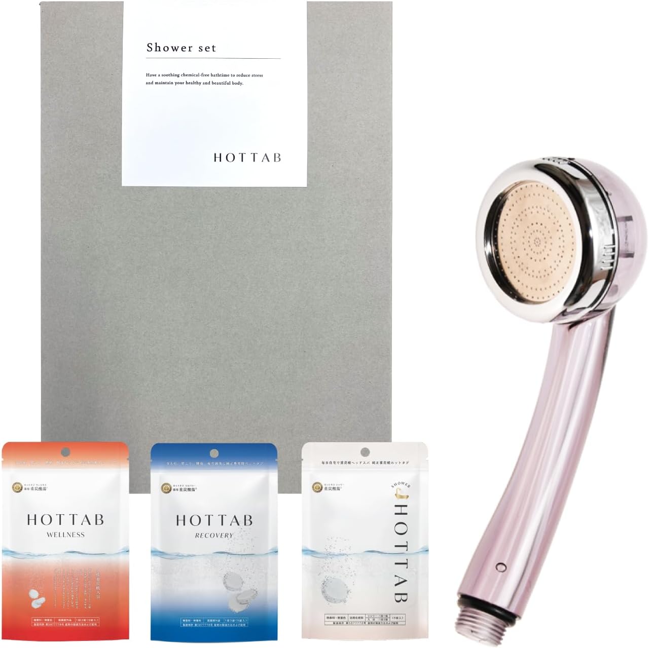 [セット品] 重炭酸スパ4点セット ギフト（ 重炭酸シャワー パーフェクトゼロ 塩素中和 シャワーヘッド [浴用化粧料用] 1本ホットタブ HOT TAB3種27錠）