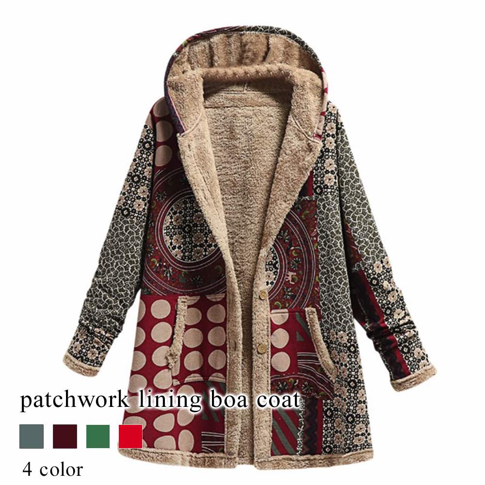 ブルゾン レディース パッチワーク裏ボアコート 丈 パーカー 中綿 ゴルフ ショート 大きいサイズ 防寒 冬 ビジネス ウェア 赤 ロング マウンテン スタジャン きれいめ ミリタリージャケット ジャ