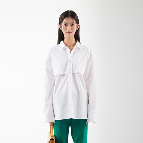 円形ロゴウィングシャツホワイト