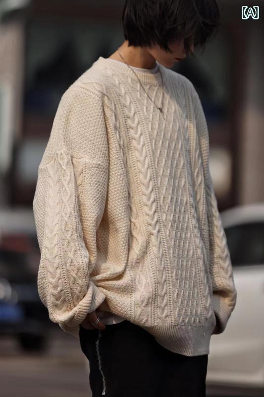 メンズ トップスス おしゃれ 厚手 麻 無地 シンプル 春秋 ニットウェア レディース セーター カップル シャツ