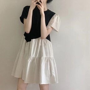 2点セット マタニティワンピース ガードル ベスト 膝丈 半袖 アシンメトリー ワンピース Aライン ギャザー パフスリーブ かわいい 大人可愛い きれいめ シンプル カジュアル 大人 上品 おしゃれ 5,446円