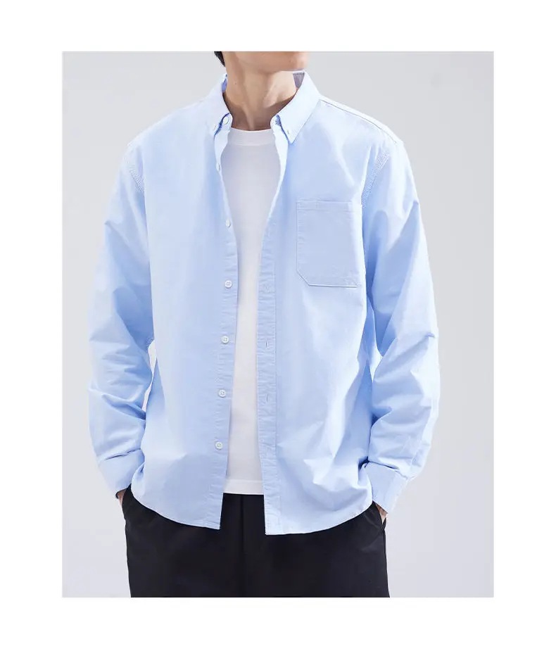 送料無料男性用ルーズシャツ,フラップカラー,シンプル,ボタン,無地,ビジネス,カジュアル,ファッショナブル