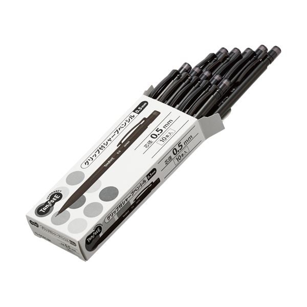 (まとめ)TANOSEEグリップ付シャープペンシル 0.5mm (軸色:黒) 1セット(100本:10本10パック)3セット