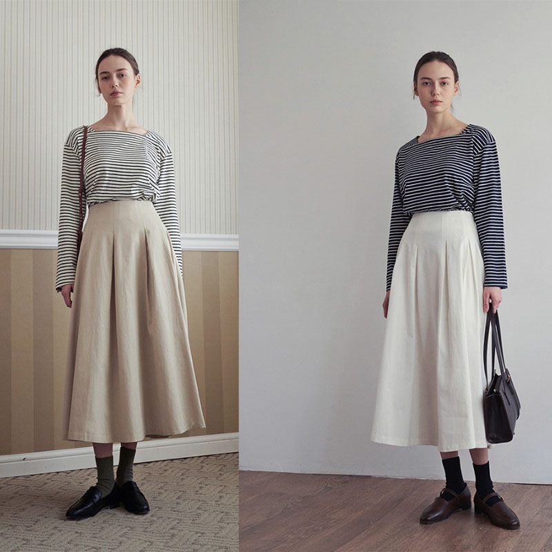 COTTON MIDI フレアスカート