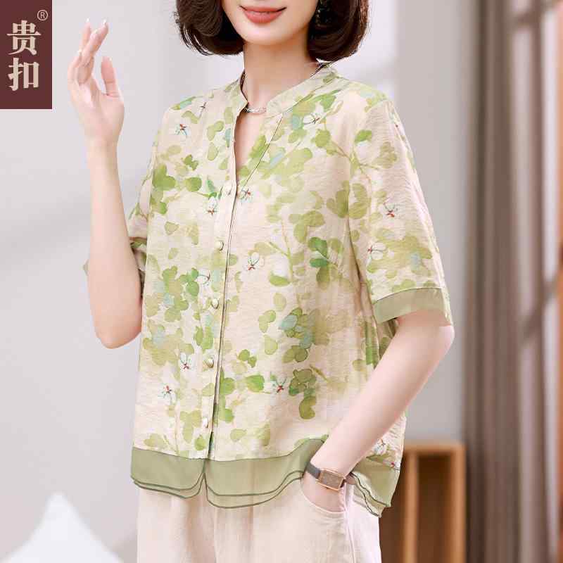 婦人服 セットアップ 上品 マダム レディース 夏 半袖 シフォンシャツ 高貴 シャツ トップス