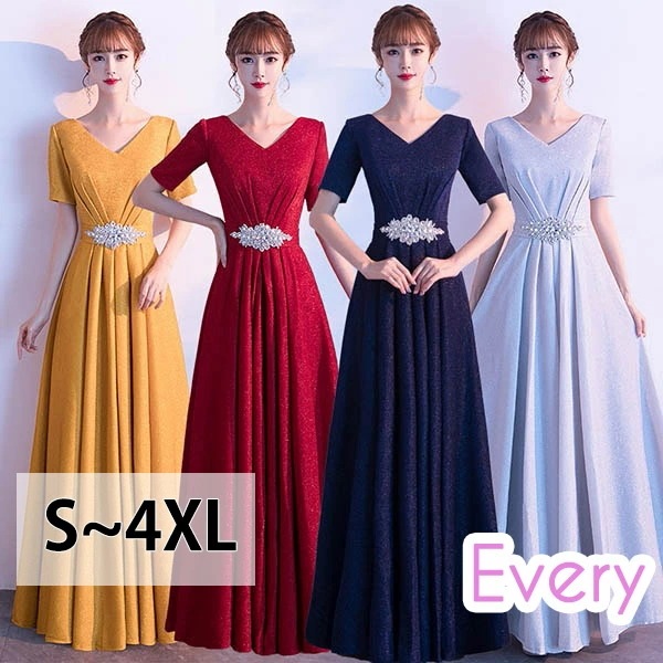 ドレス 大人 ピアノ 発表会 キラキラ Aライン 大きいサイズ ロングドレス 母親 結婚式 ミセス向けドレス 演奏会 ピアノ発表会 パーティードレス ステージ 二次会 コーラス フォーマル 30代 4 9,481円