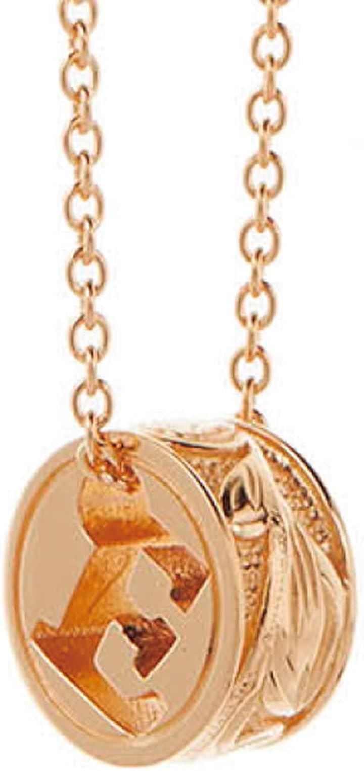 ハワイアンジュエリー イニシャル ネックレス ピンクゴールド/E 金属アレルギー対応 レディース (E)