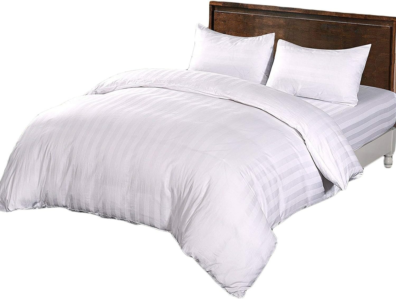 布団カバー 3点セット シングル 綿100% ホワイト ストライプ 寝具カバー3点セット 白 ホテル 掛け布団カバー1枚 ボックスシーツ1枚 枕カバー1枚