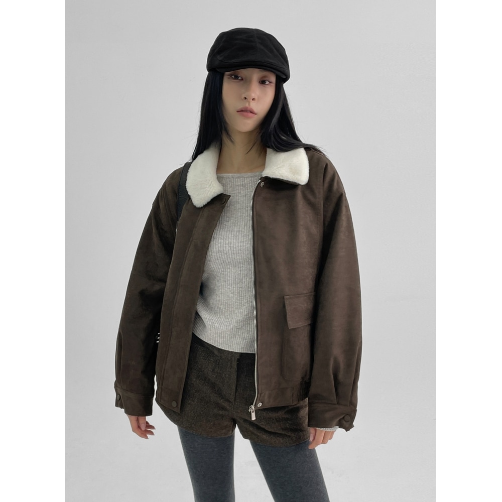 ブラックアップメルディーナパーカラースエードジャンパー