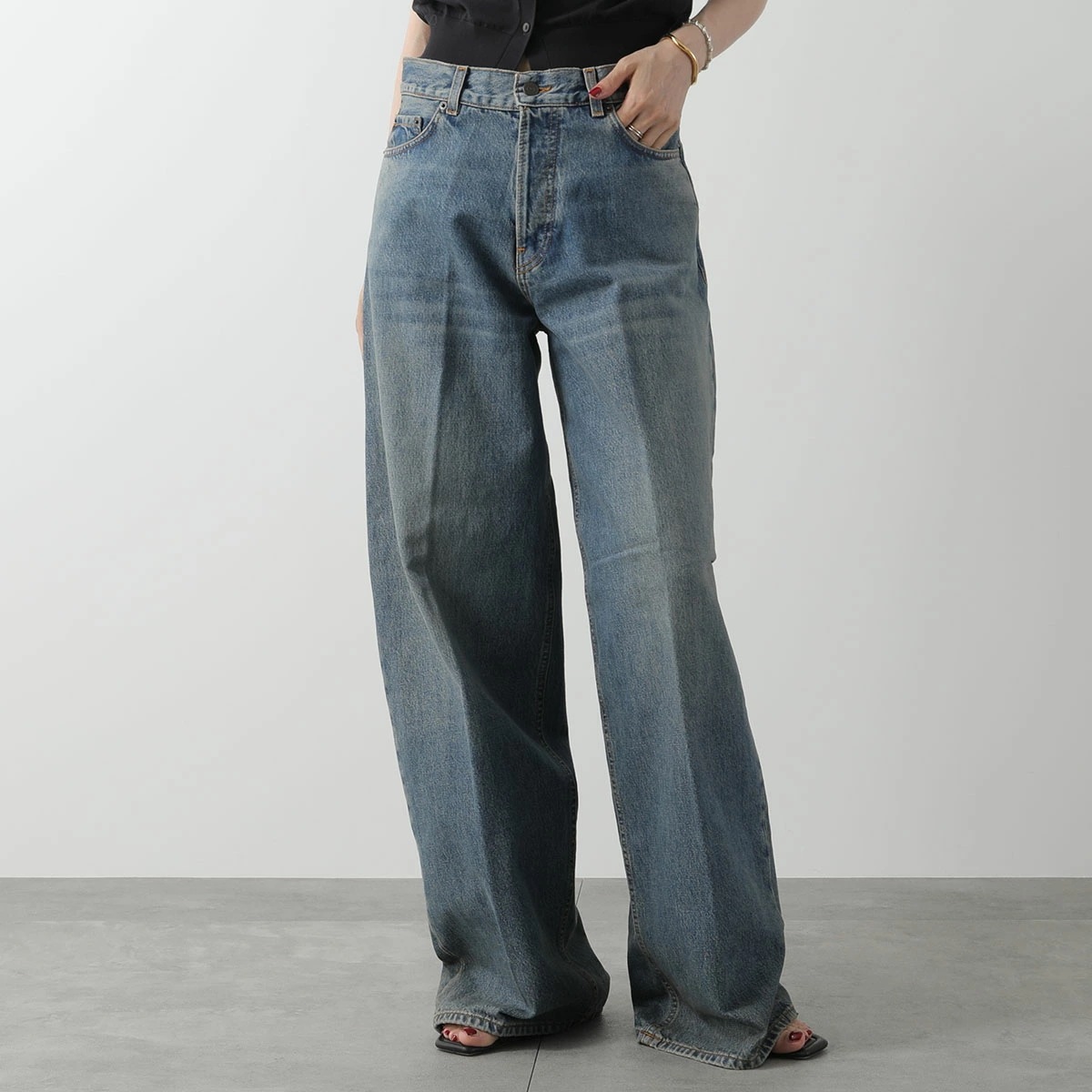 HAIKURE ハイクル ジーンズ BETHANY ベサニー HEW03296 DF095 レディース デニム パンツ ワイド バギー コットン Gパン ジーパン L0850/OIL-BLUE