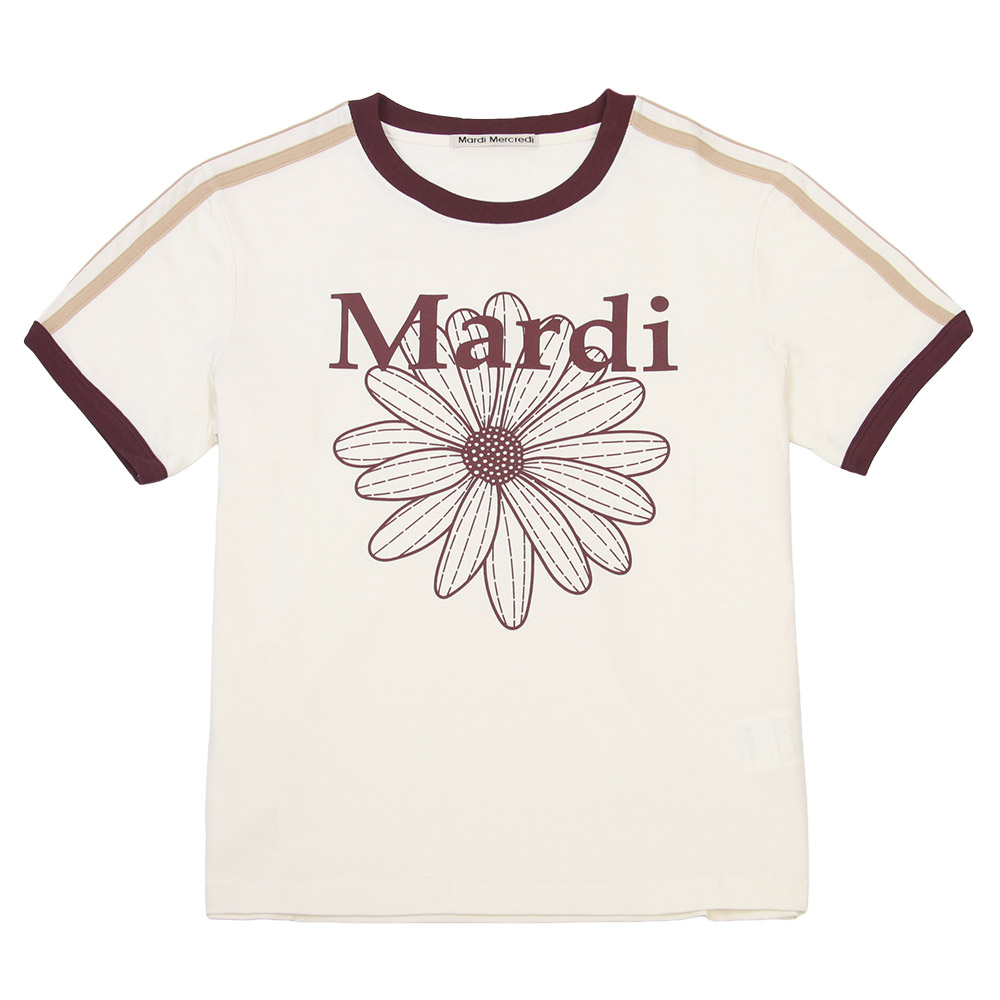 Tシャツ LINGER TSHIRT FLOWERMARDI CREAM BURGUNDY 半袖 レディース 韓国 ファッション アパレル