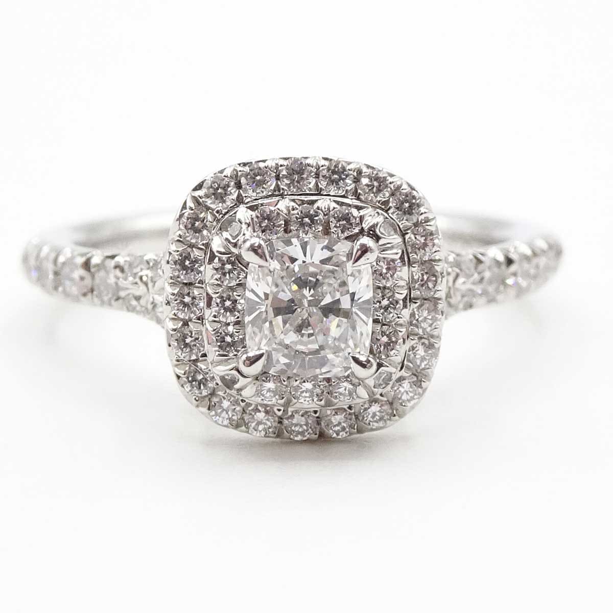 【中古】 ティファニー ソレスト リング ダイヤモンド クッションモディファイドブリリアント 0.32CT D VVS1 プラチナ PT950 Tiffany & Co 指輪