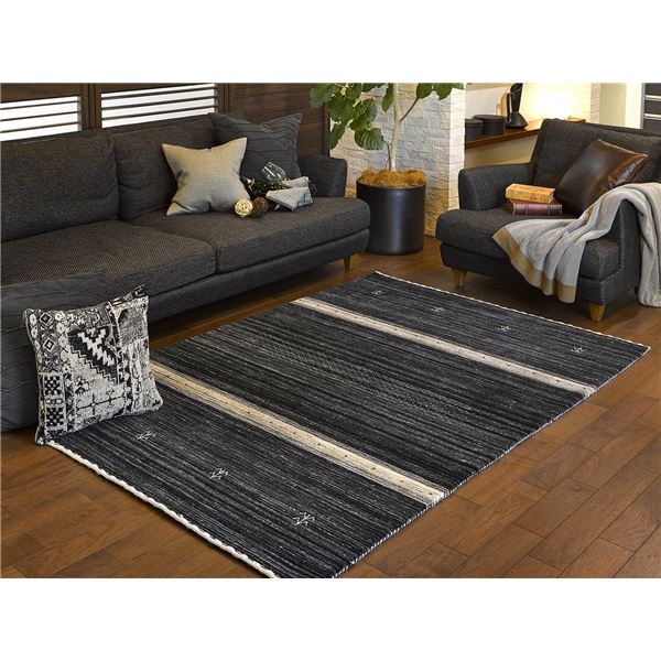 ギャッベ ラグマット/絨毯 140200cm ウール インド製 ホットカーペット 床暖房対応 通年使用 GABBEH L17 リビング