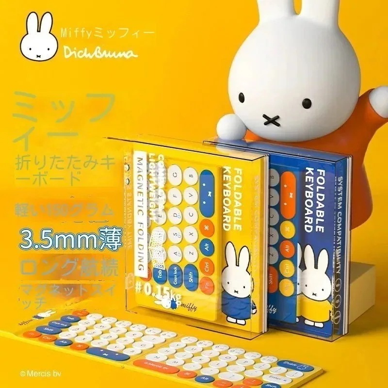 ミッフィー折り畳み式ワイヤレスbluetoothキーボード接続可能携帯電話pc超薄型ミュートミニポータブルかわいい