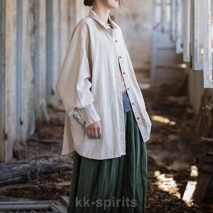 細工が凝っている 麻 ライトアウター レディース ライトアウター 麻70％ 春アウター 秋アウター ビックシャツ オーバーサイズ ボタンが見えない 比翼 シャツ ジャケット ラミー