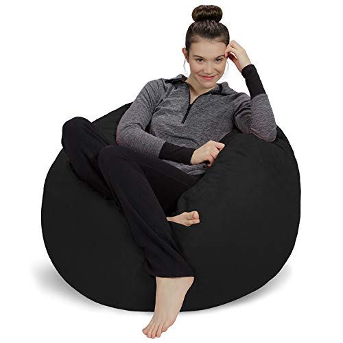 ソファサック(Sofa Sack) ウルトラソフト クッションチェア ブラック マイクロスエードカバー付き プラッシュ メモリーフォーム 91D×91W×61Hcm 【日本正規輸入品】