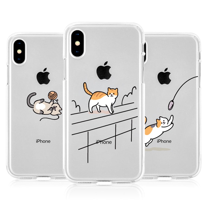 透明ケース Iphone6plus クリア 韓国 にゃんこの一日 ゆるい 猫 かわいい イラスト Golfschule Gap De