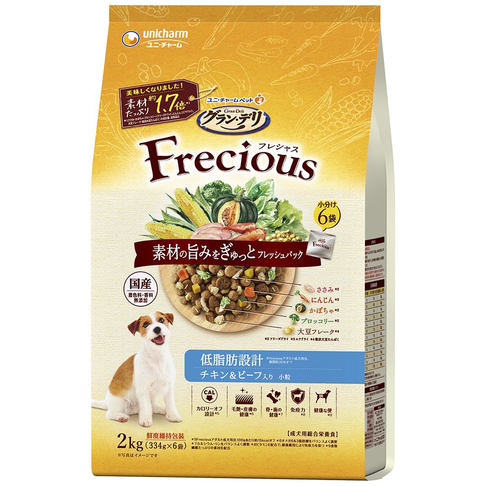 ドッグフード　フレシャス　アダルト　低脂肪設計　チキン＆ビーフ入り　２ｋｇ（３３４ｇX６袋）X４　ＣＲＣ45―05―45―15―00