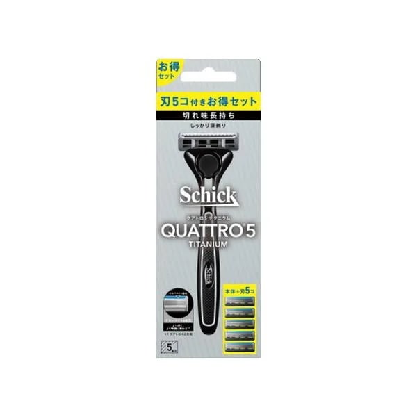 【10個セット】クアトロ５チタニウム コンボパック（ホルダー（刃付き）＋替刃４コ）[シック・ジャパン]