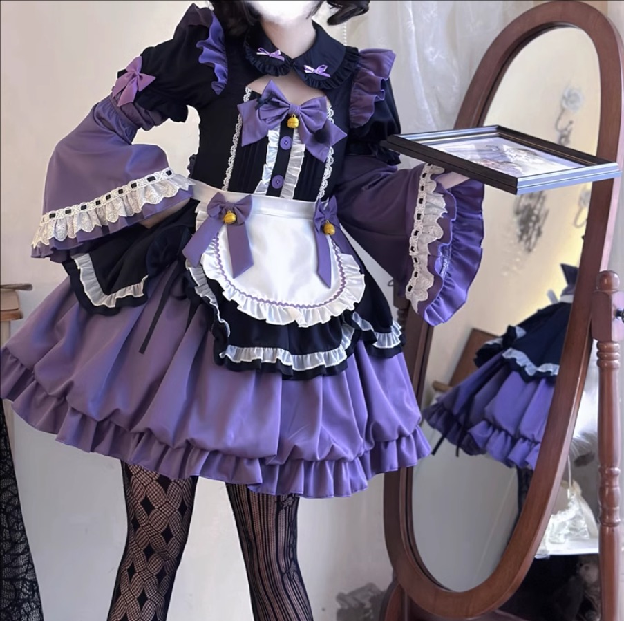 可愛いメイド服 半袖ワンピース ロリータワンピース 甘ロリータ 甘ロリ ロリータ風ワンピ メイドコスチューム 振袖 フリル エプロン 個性的 Lolita 大人コスチューム ゴスロリ コス
