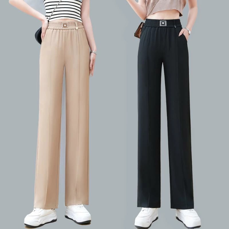 レディース ファッション おしゃれ ワイドレッグ パンツ 夏 薄手 涼しい ハイウエスト レッグ レングス パンツ 体型カバー ストレート パンツ