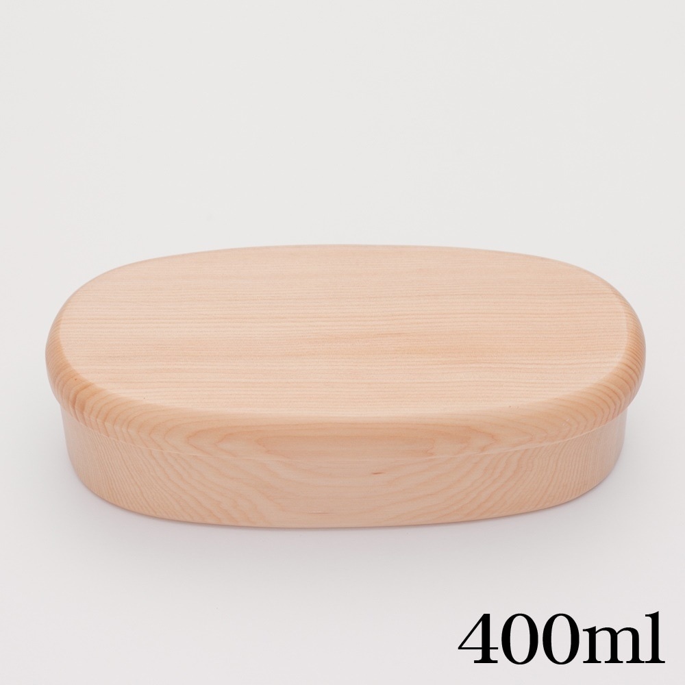 ブナの木　くりぬき　かぶせ　小判弁当箱　スリム子供用弁当箱・食器