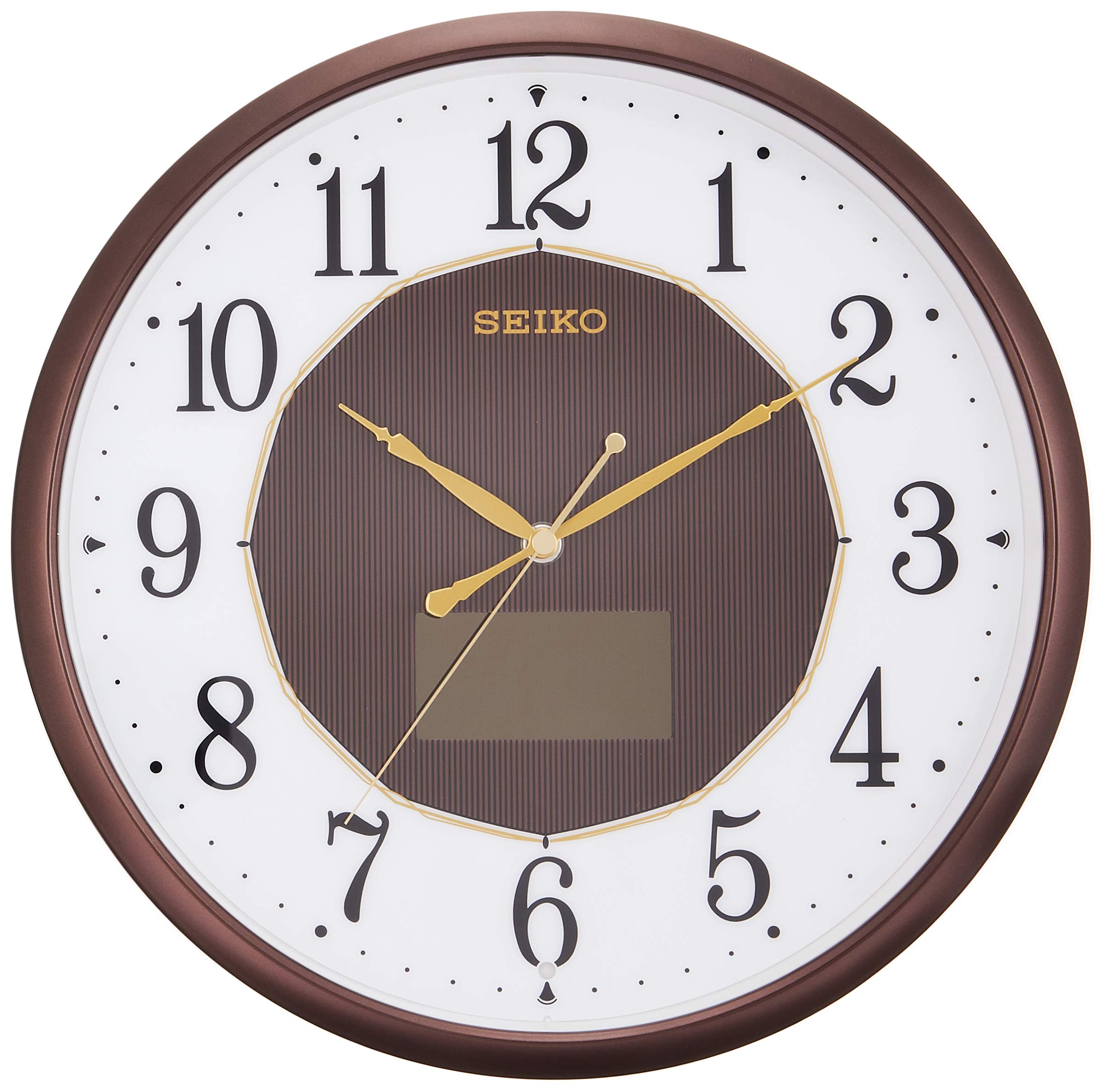 セイコークロック(Seiko Clock) 掛け時計 ハイブリッドソーラー 電波 アナログ 茶 メタリック SF241B