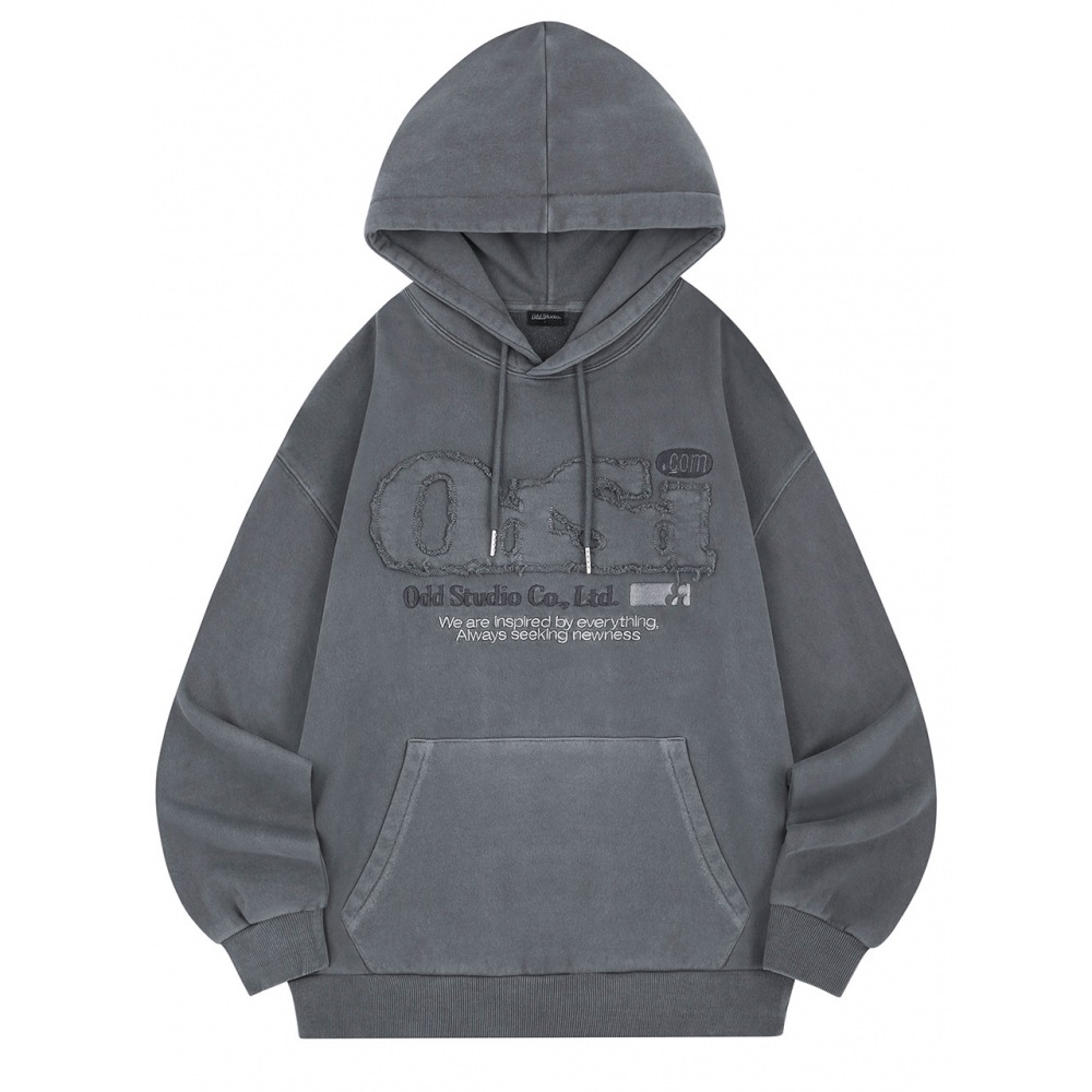 オッドスタジオ ODSD ピグメントダメージオーバーフィットパーカーライトチャコール 11,068円