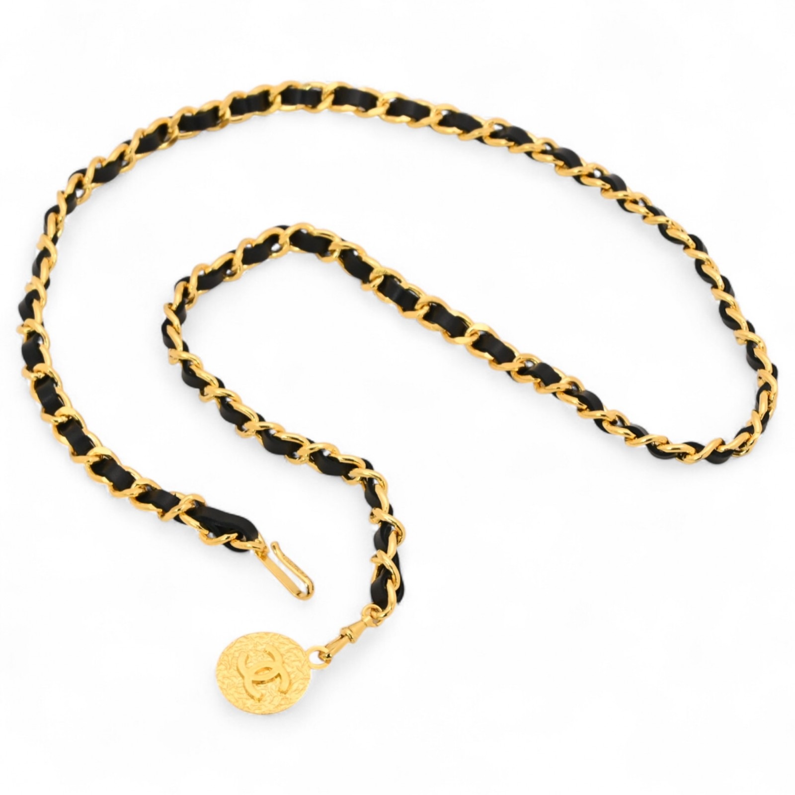 シャネル ココマーク チェーンベルト ゴールド×ブラック Aランク ch8851ht 44,100円