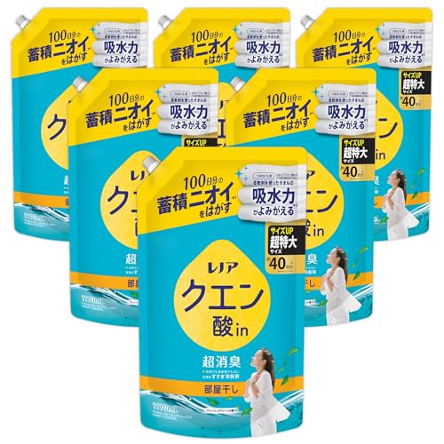 レノア クエン酸in 超消臭 衣類のすすぎ消臭剤 部屋干し フレッシュグリーンの香り 詰め替え 1110mL×6袋 [ケース品]