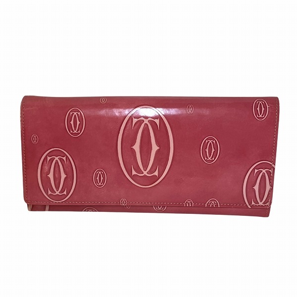 カルティエ ハッピーバースデー ピンク 2つ折り財布 長財布 レディース【中古】