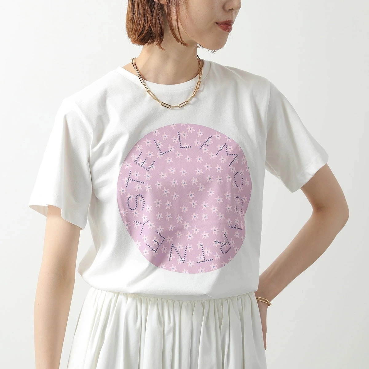 STELLA McCARTNEY KIDS ステラマッカートニー キッズ Tシャツ TX8B21 Z0434 レディース ガールズ 半袖 カットソー コットン フラワー ロゴ 101