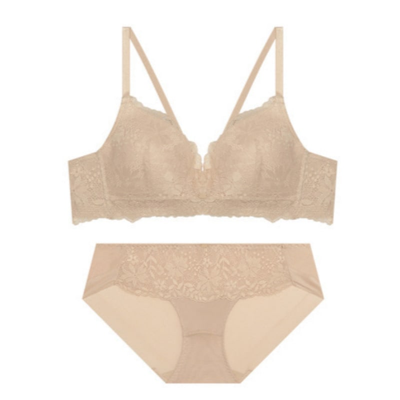 レース ソフトフィット ノーワイヤー ブラレット パンツ セット - スキン 80B 95