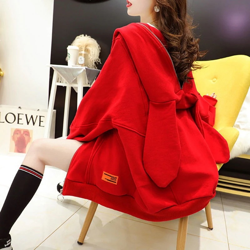 コート カジュアル ウサギの耳のフード付きカーディガン r r n1002-イエロー セーター女性 ホワイト n1003-赤 ルーズ トップ n1001- オールマッチ n0 r r レディース